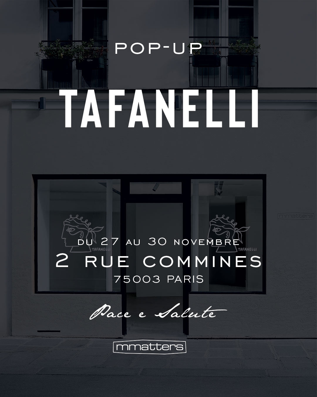 alt="Façade du pop-up store Tafanelli à Paris au 2 Rue Commines 75003"